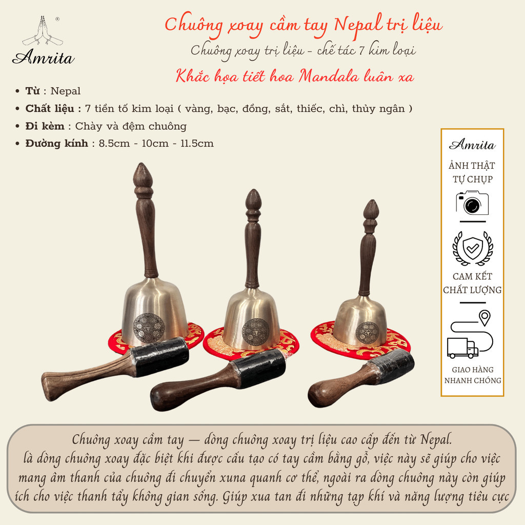 [Genuine] Nepal High-end Handled Bell - Handle bolws - Amrita