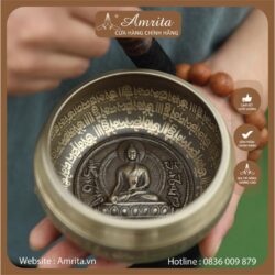 Handmade Nepalese singing bell - Singing bell with 1 Buddha motif - Tibetan bell - Nepalese Singing Bell - Amrita.vn